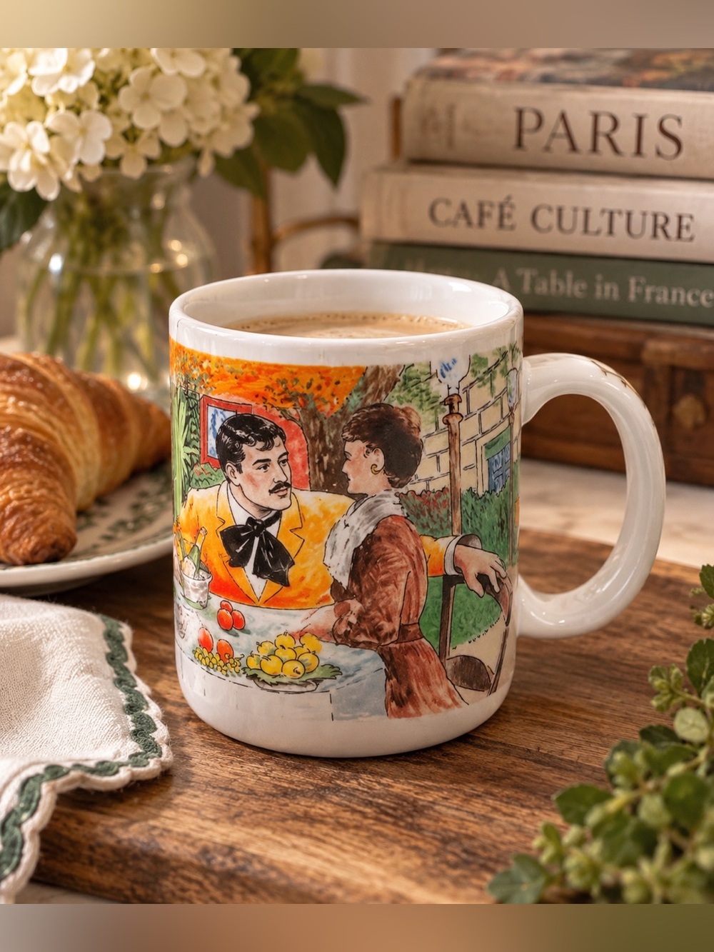 J. Burrows Chaleur Master Romantics Mug Vintage Romantic Café Scene Coffee Cup